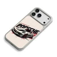 Porsche race car with red black art iPhone 17 Pro Max Electroplated Silver Case2