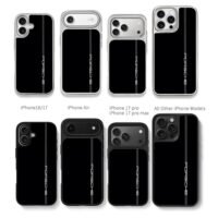 Porsche vertical text on black Chris Brown Phone Case Black Electroplated Silver For Iphone 11 To 17
