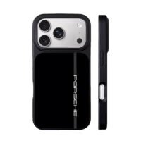 Porsche vertical text on black iPhone 17 Pro Max Black Case
