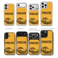 Porsche vintage sports car yellow Chris Brown Phone Case Black Electroplated Silver For Iphone 11 To 17