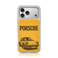Porsche vintage sports car yellow iPhone 17 Pro Max Electroplated Silver Case1
