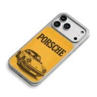 Porsche vintage sports car yellow iPhone 17 Pro Max Electroplated Silver Case2