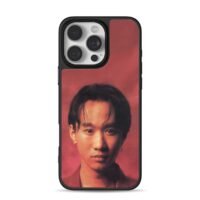 Portrait of Wong Ka Kui on dark red iPhone 16 Pro Max Black Case