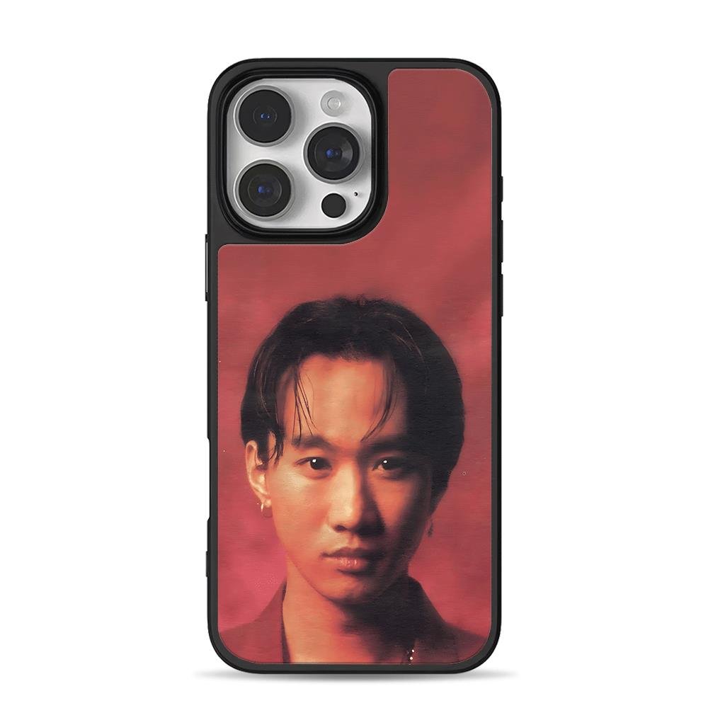 Portrait of Wong Ka Kui on dark red iPhone 16 Pro Max Black Case Portrait of Wong Ka Kui on dark red iPhone 16 Pro Max Black Case