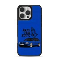 Pray for static blue VW wagon hands iPhone 16 Pro Max Black Case