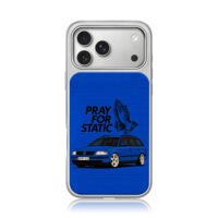 Pray for static blue VW wagon hands iPhone 17 Pro Max Electroplated Silver Case1