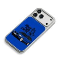 Pray for static blue VW wagon hands iPhone 17 Pro Max Electroplated Silver Case2
