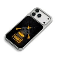 PUBG crossed rifles 3helmet winner iPhone 17 Pro Max Electroplated Silver Case2