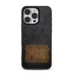 PUBG glowing neon logo dark bg iPhone 16 Pro Max Black Case