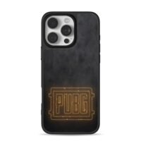 PUBG glowing neon logo dark bg iPhone 16 Pro Max Black Case