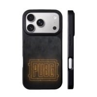 PUBG glowing neon logo dark bg iPhone 17 Pro Max Black Case