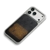 PUBG glowing neon logo dark bg iPhone 17 Pro Max Electroplated Silver Case2