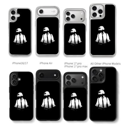 PUBG helmeted man in suit and tie Chris Brown Phone Case Black Electroplated Silver For Iphone 11 To 17