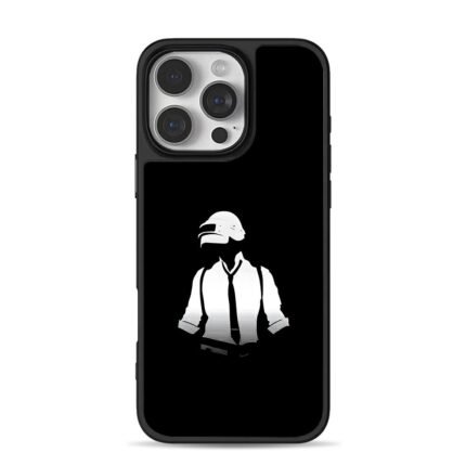 PUBG helmeted man in suit and tie iPhone 16 Pro Max Black Case