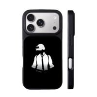 PUBG helmeted man in suit and tie iPhone 17 Pro Max Black Case