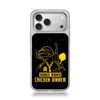 PUBG level3 helmet WWCD pan gun iPhone 17 Pro Max Electroplated Silver Case1
