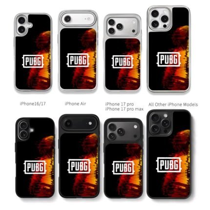 PUBG logo glitched fiery soldier Chris Brown Phone Case Black Electroplated Silver For Iphone 11 To 17
