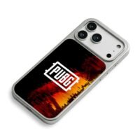 PUBG logo glitched fiery soldier iPhone 17 Pro Max Electroplated Silver Case2