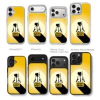 PUBG logo soldier silhouette yellow Chris Brown Phone Case Black Electroplated Silver For Iphone 11 To 17