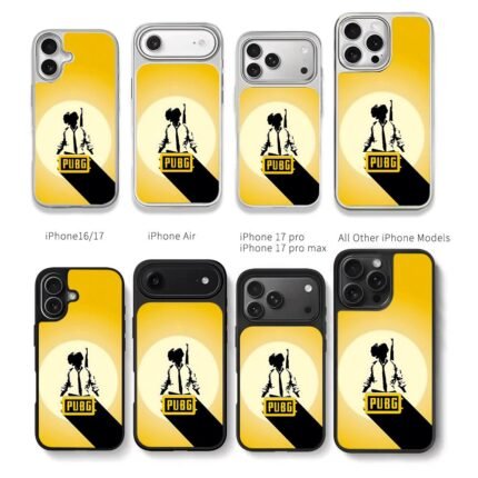 PUBG logo soldier silhouette yellow Chris Brown Phone Case Black Electroplated Silver For Iphone 11 To 17