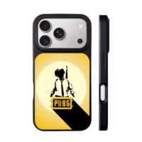 PUBG logo soldier silhouette yellow iPhone 17 Pro Max Black Case