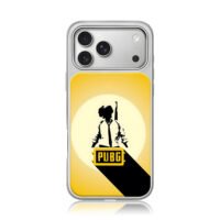 PUBG logo soldier silhouette yellow iPhone 17 Pro Max Electroplated Silver Case1