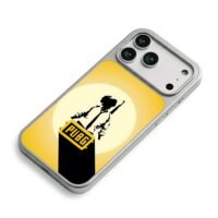 PUBG logo soldier silhouette yellow iPhone 17 Pro Max Electroplated Silver Case2