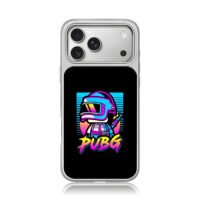 PUBG neon helmeted soldier with gun iPhone 17 Pro Max Electroplated Silver Case1