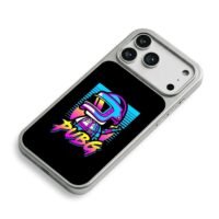 PUBG neon helmeted soldier with gun iPhone 17 Pro Max Electroplated Silver Case2