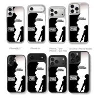 PUBG soldier with gun silhouette Chris Brown Phone Case Black Electroplated Silver For Iphone 11 To 17