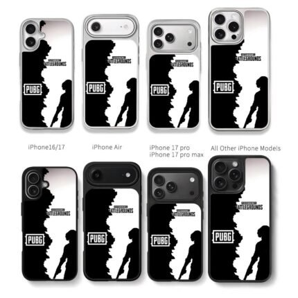 PUBG soldier with gun silhouette Chris Brown Phone Case Black Electroplated Silver For Iphone 11 To 17