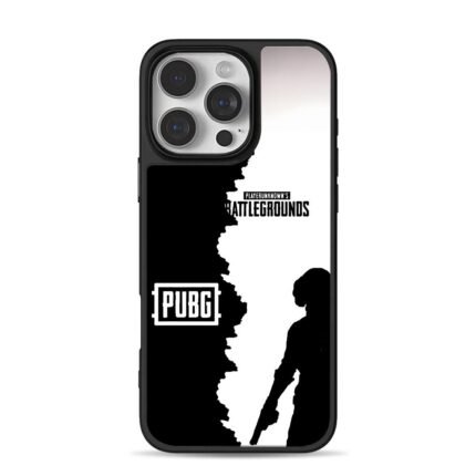 PUBG soldier with gun silhouette iPhone 16 Pro Max Black Case