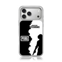 PUBG soldier with gun silhouette iPhone 17 Pro Max Electroplated Silver Case1