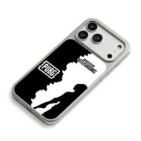 PUBG soldier with gun silhouette iPhone 17 Pro Max Electroplated Silver Case2