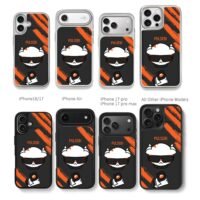 Pulsebi horned cat orange black art Chris Brown Phone Case Black Electroplated Silver For Iphone 11 To 17