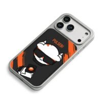 Pulsebi horned cat orange black art iPhone 17 Pro Max Electroplated Silver Case2