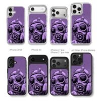Purple comic apoc gas mask art Chris Brown Phone Case Black Electroplated Silver For Iphone 11 To 17
