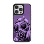 Purple comic apoc gas mask art iPhone 16 Pro Max Black Case
