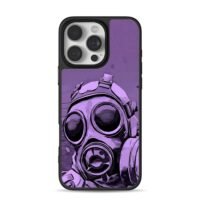 Purple comic apoc gas mask art iPhone 16 Pro Max Black Case