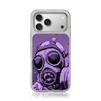 Purple comic apoc gas mask art iPhone 17 Pro Max Electroplated Silver Case1