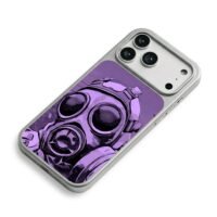 Purple comic apoc gas mask art iPhone 17 Pro Max Electroplated Silver Case2