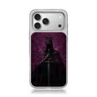 Purple crowned sword king art iPhone 17 Pro Max Electroplated Silver Case1
