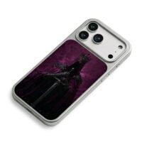 Purple crowned sword king art iPhone 17 Pro Max Electroplated Silver Case2