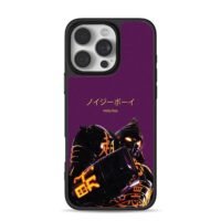 Purple glowing two Noisy Boy robots iPhone 16 Pro Max Black Case