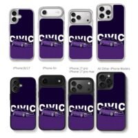 Purple Honda Civic with CIVIC Chris Brown Phone Case Black Electroplated Silver For Iphone 11 To 17