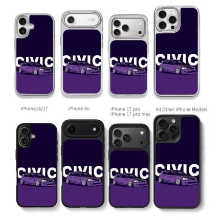 Purple Honda Civic with CIVIC Chris Brown Phone Case Black Electroplated Silver For Iphone 11 To 17