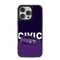 Purple Honda Civic with CIVIC iPhone 16 Pro Max Black Case