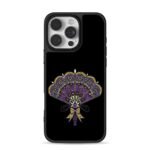 Purple jeweled vintage fan with bow iPhone 16 Pro Max Black Case