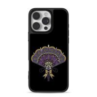 Purple jeweled vintage fan with bow iPhone 16 Pro Max Black Case