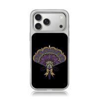 Purple jeweled vintage fan with bow iPhone 17 Pro Max Electroplated Silver Case1